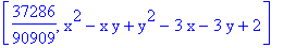 [37286/90909, x^2-x*y+y^2-3*x-3*y+2]